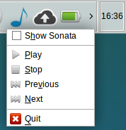 Sonata systray context menu